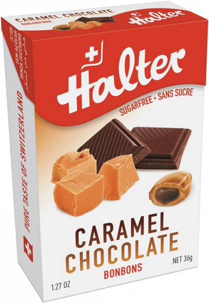 Halter Caramel Chocolate cukríky bez cukru, 36 g