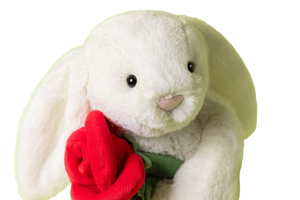 Jellycat Krémový zajačik s ružičkou