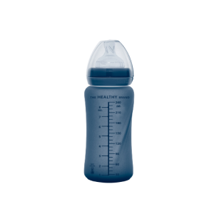 Everyday Baby sklenená fľaša s termo senzorom 240 ml, Blueberry