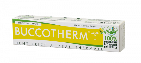 Buccotherm BIO zubná pasta s aloe vera a citrónovo-eukalyptovou príchuťou, 75 ml