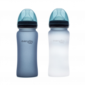 Everyday Baby sklenená fľaša s termosenzorom, 300 ml, tmavo modrá