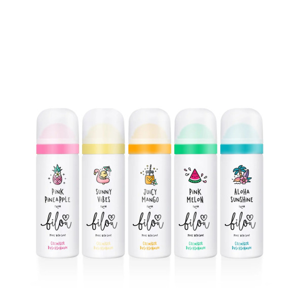 Bilou sada miniatúr sprchových pien Made With Love, 5x50 ml
