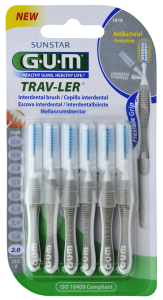 GUM TRAV-LER medzizubná kefka s chlorhexidínom, šedý, veľkosť 2,0 mm (ISO 6), 6 ks