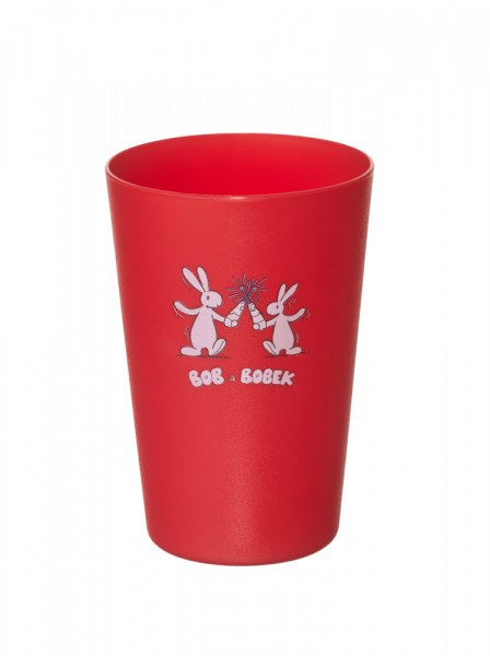 Farebný plastový kelímok s Bob a Bobkom, červený