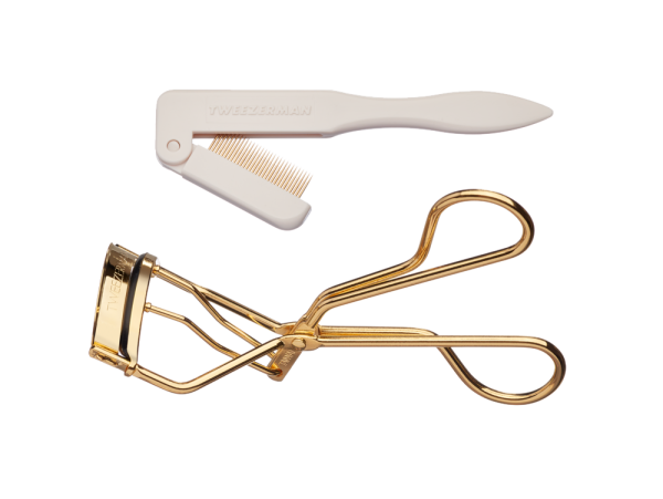 Tweezerman Lash Set Stardust, limitovaná edícia zlatých klieštičiek na riasy a hrebienku