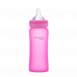 Everyday Baby sklenená fľaša  s termosenzorom, 300 ml, růžová