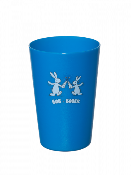 Farebný plastový kelímok s Bob a Bobkom, modrý
