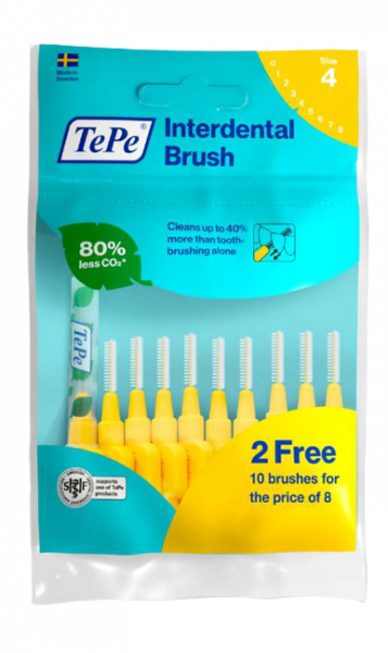 TePe Original medzizubné kefky z bioplastov 0,7 mm, žlté, 8+2 ks zadarmo