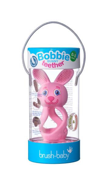 Brush-baby Bobbie Bunny hryzadlo, ružové, 0-3 rokov