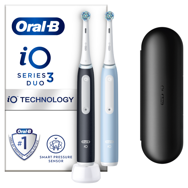 Oral-B iO Series 3 Matt Black/Ice Blue Duo elektrická zubná kefka