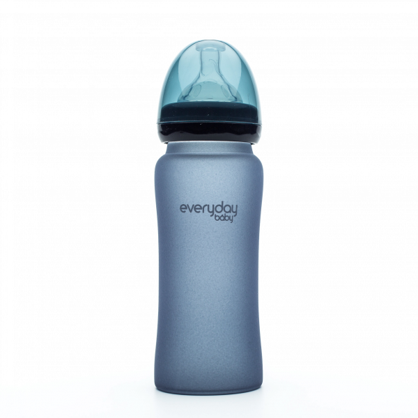 Everyday Baby sklenená fľaša  s termosenzorom, 300 ml, tmavo modrá