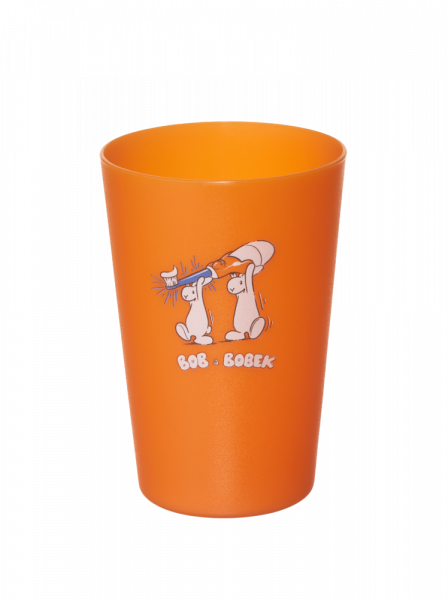 Farebný plastový kelímok s Bob a Bobkom, oranžový