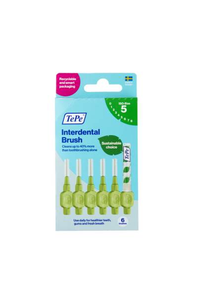 TePe Original medzizubné kefky z bioplastu 0,8 mm, zelené, 6 ks, krabička