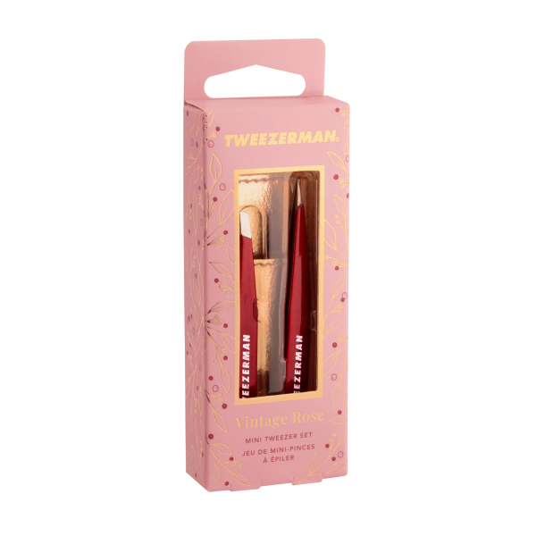 Tweezerman Vintage Rose Mini Tweezer Set – sada pinziet s puzdrom v darčekovom balení