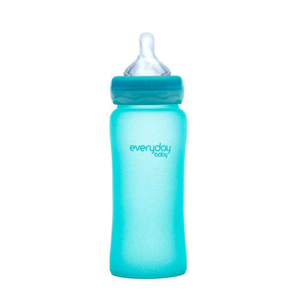 Everyday Baby sklenená fľaša  s termosenzorom, 300 ml, modrá