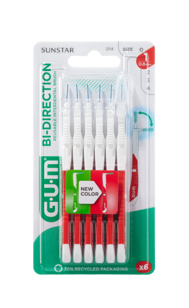 GUM BI-DIRECTION ULTRA medzizubná kefka s ohybným mechanizmom 0,8 mm (ISO 1), 6 ks