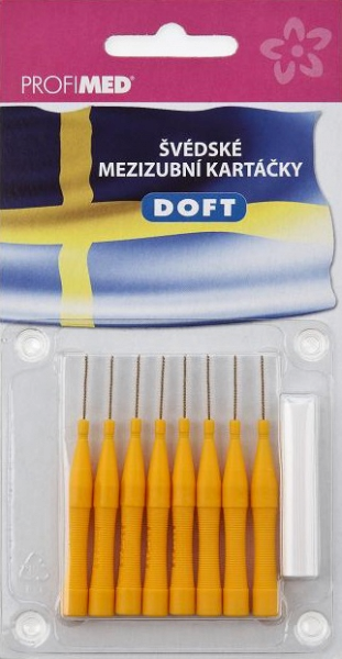 DOFT medzizubné kefky 0,7 žlté, 8 ks + nosič