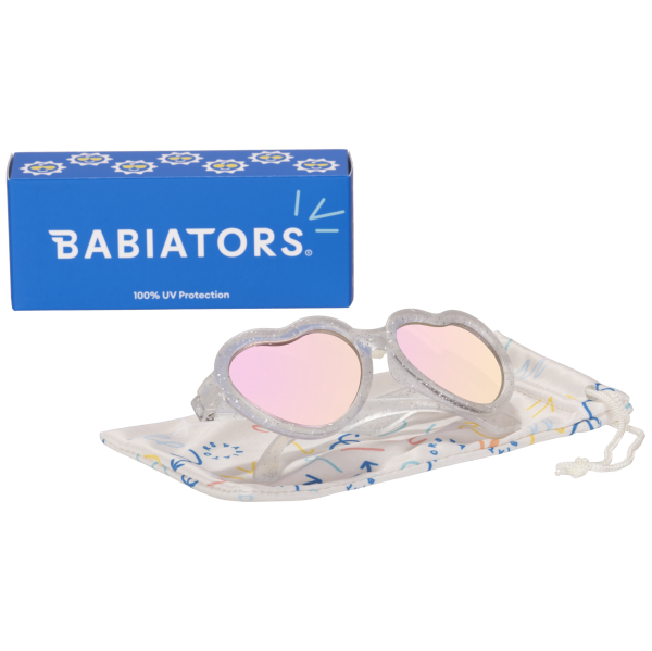 BABIATORS Hearts Silver Shimmer, slnečné okuliare strieborné trblietky, 0-2 roky