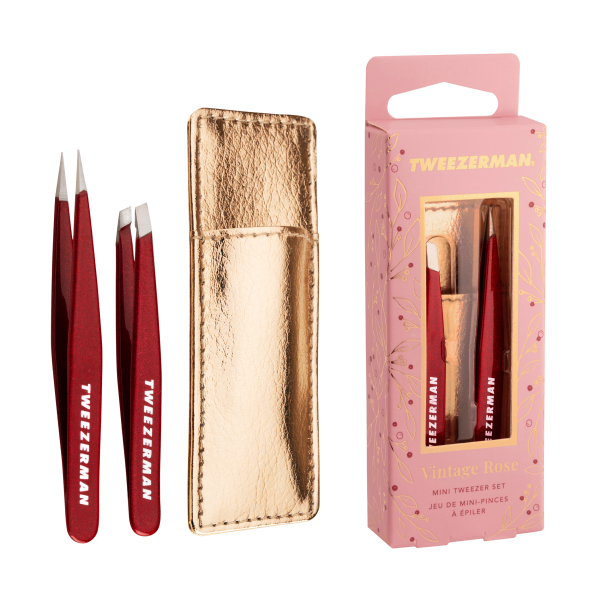 Tweezerman Vintage Rose Mini Tweezer Set – sada pinziet s puzdrom v darčekovom balení