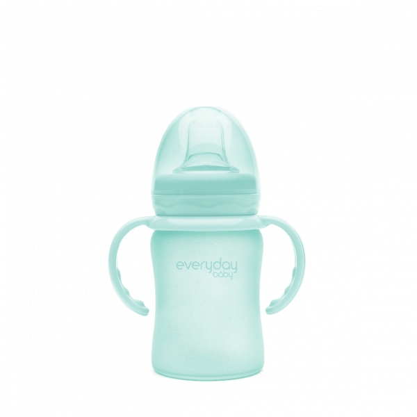 Everyday Baby sklenená fľaša s náustkom a držadlom, 150 ml, zelená