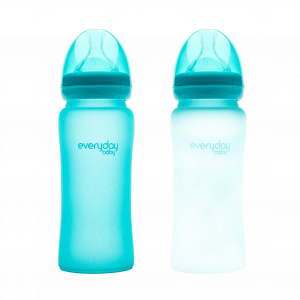 Everyday Baby sklenená fľaša s termosenzorom, 300 ml, modrá
