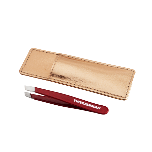 Tweezerman Vintage Rose Mini Slant Tweezer - pinzeta na obočie s puzdrom