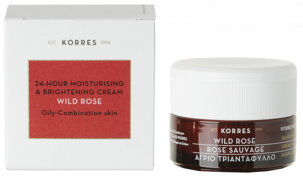 KORRES Wild Rose rozjasňujúci hydratačný krém pre zmiešanú až mastnú pleť s divou ružou, 40 ml