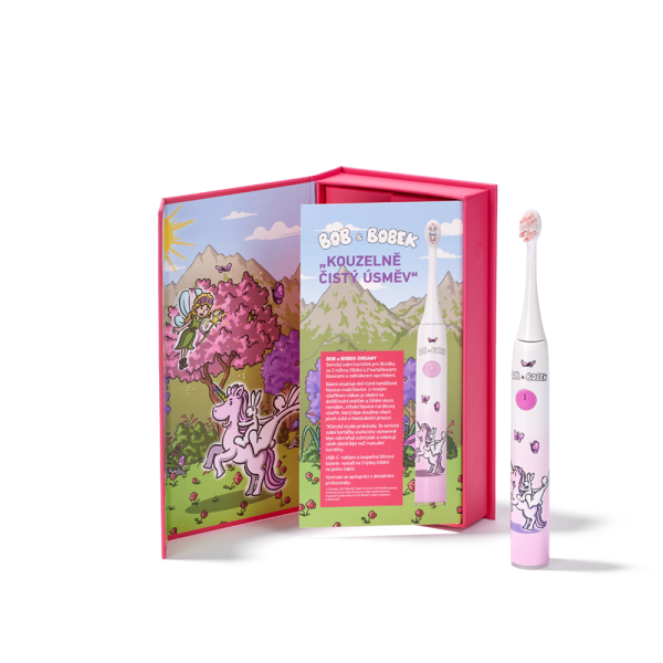 Sonická zubná kefka BOB a BOBEK DREAMY pre deti 6+, 35 000 kmitov/min., 2 kefkové hlavice v balení