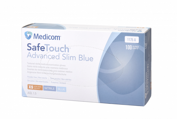 Medicom SafeTouch Advanced, nepudrované nitrilové rukavice S, modré, 100 ks
