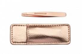 Tweezerman Mini SLANT pinzeta Rose Gold s cestovným puzdrom