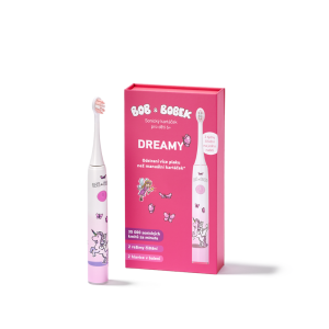 Sonická zubná kefka BOB a BOBEK DREAMY pre deti 6+, 35 000 kmitov/min., 2 kefkové hlavice v balení