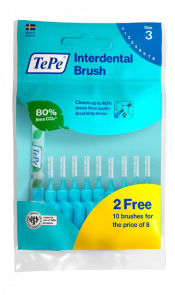 TePe Original medzizubné kefky z bioplastov 0,6 mm, modré, 8+2 ks zadarmo
