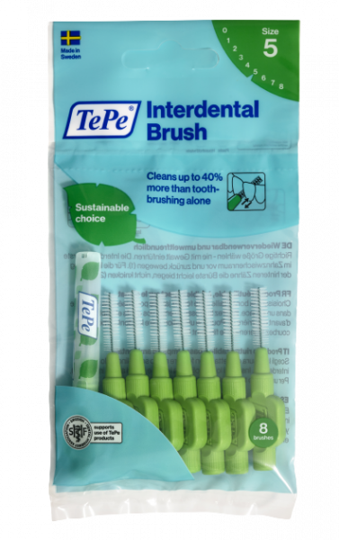 TePe Original medzizubné kefky z bioplastov 0,8 mm, zelené, 8 ks