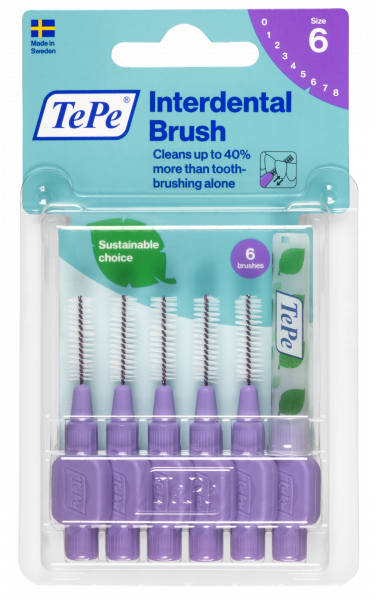 TePe Original medzizubné kefky z bioplastov 1,1 mm, fialové, 6 ks