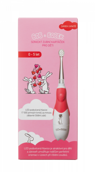 Bob a Bobek baby sonická kefka so srdiečkami, 0-5 rokov, v krabičce