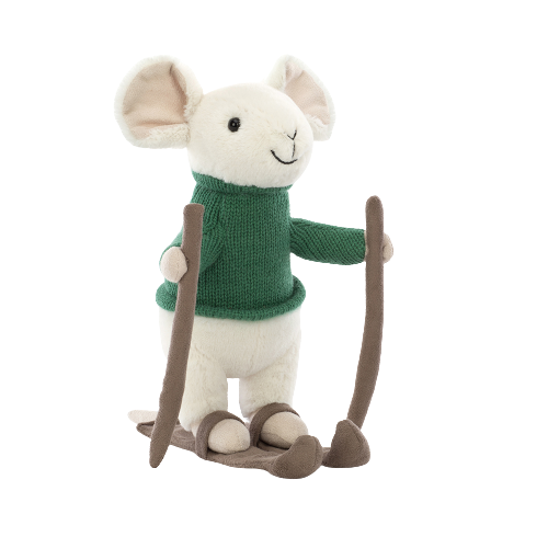 Jellycat vianočná myška na lyžiach