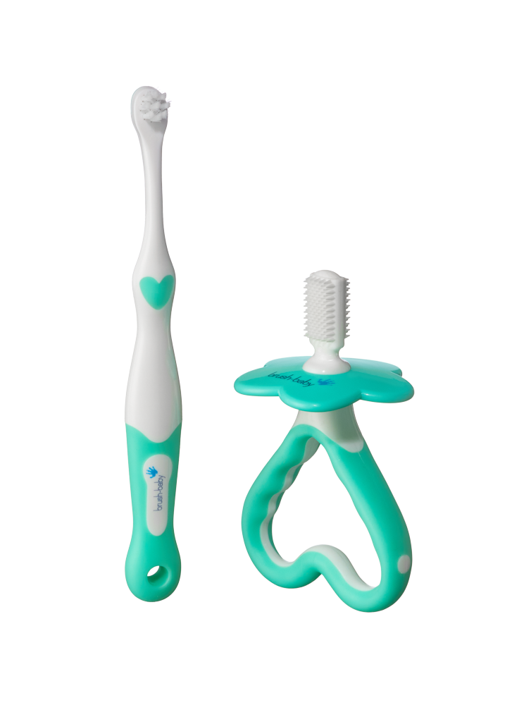 Brush-baby First Brush & Teether, zubná kefka a hryzadlo, 0-18 mesiacov