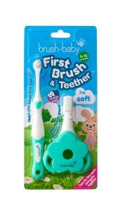 Brush-baby First Brush & Teether, zubná kefka a hryzadlo, 0-18 mesiacov