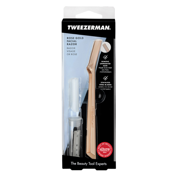 Tweezerman Facial Razor –⁠⁠⁠⁠⁠⁠ holítko na chĺpky tváre, rose gold