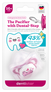 Dentistar ortodontický cumlík 14+ mesiacov, ružový s mačičkou, 1 ks