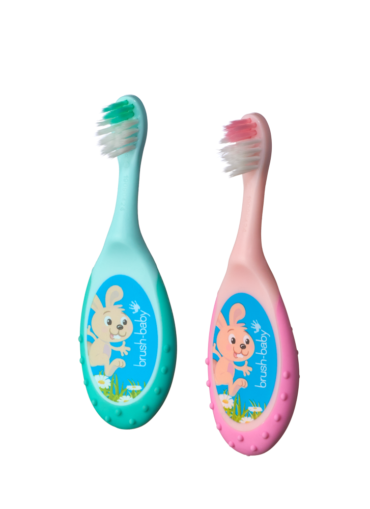 Brush-baby FlossBrush 2in1, prvá zubná kefka a hryzadlo 2v1, 0-3 rokov