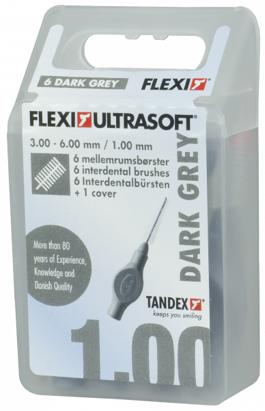 Tandex Flexi Ultra Soft mezizubné kefky, tmavo šedé, 6 ks