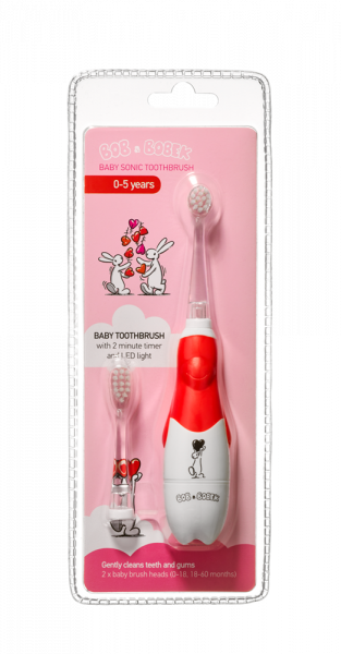 Bob a Bobek Baby sonická kefka so srdiečkami, 0-5 rokov