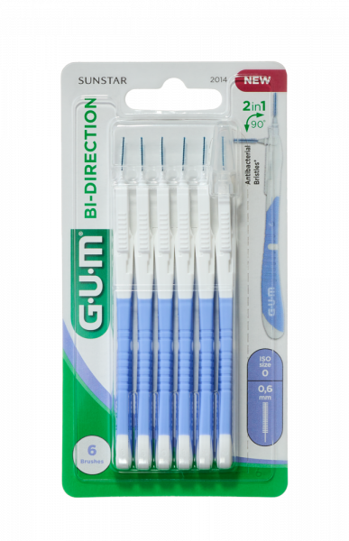 GUM BI-DIRECTION medzizubná kefka s ohybným mechanizmom 0,6 mm (ISO 0), 6 ks
