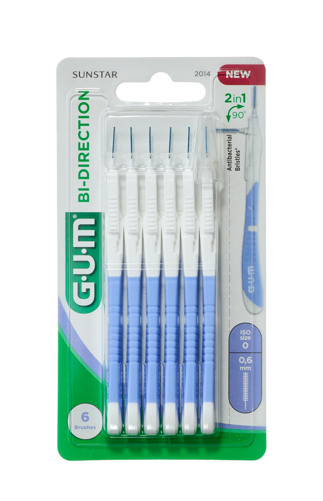 GUM BI-DIRECTION medzizubná kefka s ohybným mechanizmom 0,6 mm (ISO 0), 6 ks