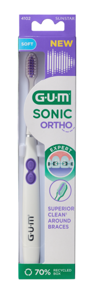 GUM ORTHO SONIC batériová sonická zubná kefka