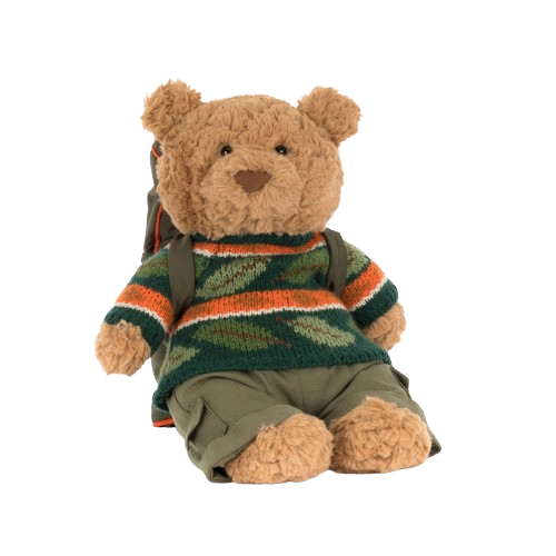 Jellycat plyšový medveď Bartholomew v outdoorovom oblečku