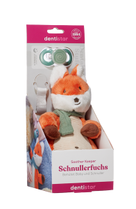 Plyšák Líška s ortodontickým cumlíkom Dentistar, +6 mesiacov