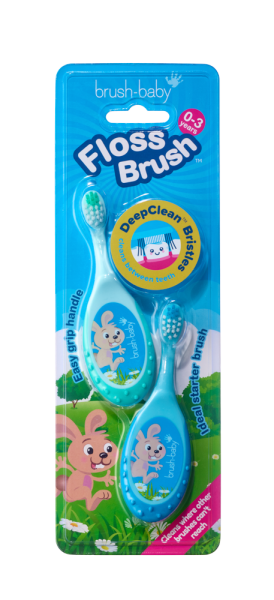 Brush-baby FlossBrush 2in1, prvá zubná kefka a hryzadlo 2v1, 0-3 rokov