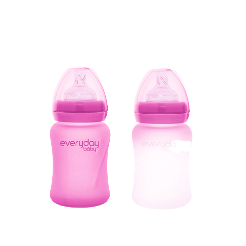 Everyday Baby sklenená fľaša s termo senzorom 150 ml, Pink